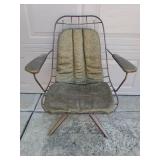 Vintage Mid-Century HOMECREST Copper Painted Metal Frame Swivel Rocker Lounge Chair with Original Removeable Vinyl Cushion - 27in W x 24in D x 33in T Back