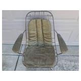 Vintage Mid-Century HOMECREST Copper Painted Metal Frame Swivel Rocker Lounge Chair with Original Removeable Vinyl Cushion - 27in W x 24in D x 33in T Back