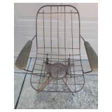 Vintage Mid-Century HOMECREST Copper Painted Metal Frame Swivel Rocker Lounge Chair with Original Removeable Vinyl Cushion - 27in W x 24in D x 33in T Back