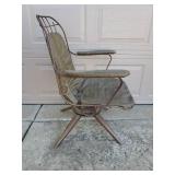 Vintage Mid-Century HOMECREST Copper Painted Metal Frame Swivel Rocker Lounge Chair with Original Removeable Vinyl Cushion - 27in W x 24in D x 33in T Back