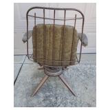 Vintage Mid-Century HOMECREST Copper Painted Metal Frame Swivel Rocker Lounge Chair with Original Removeable Vinyl Cushion - 27in W x 24in D x 33in T Back