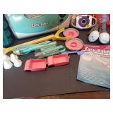 Vintage Easy Bake Oven with Accessories, 2 Fabric Dolls, and Mesh Backpack