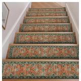 OJIA Vintage Stair Treads Non-Slip Stair Runners for Wooden Steps Indoor 1PCS 30"x8" Carpet Stair Treads Stair Mats Staircase Step Treads for Kids, Elders and Dogs, Stair Covers, Red