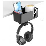 4 in 1 Desk Cup Holder - Clamp on Under Desk Headphone Hanger - Rotating Headphone Holder Detachable Pen Cup