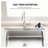 SAMODRA Built in Kitchen Sink Soap Dispenser (Matte Black) with 13 oz Large PET Lotion Bottle, Refill from Top