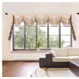 ELKCA Thick Chenille Curtains Valance for Living Room Beige Waterfall Valance for Bedroom, Rod Pocket (Beige, W138 Inch, 1 Panel)