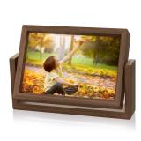 Mixoo 4x6 Picture Frame Rotating Photo Frame, Wooden Picture Frame 4 by 6 Horizontal Double-sided Frame Rustic Floating Frame for Tabletop