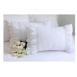 2-Pack White Pillow Shams Shabby Chic Pillowcases with Lace Ruffles Vintage Pillow Covers Cotton Queen Size 20X30" Luxury Elegant"