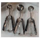 Cookie Scoop Set, 3Pcs Ice Cream Scoop, Cookie Scoops for Baking Set of 3, 18/8 Stainless Steel Cookie Scooper for Baking, Ice Cream Scooper with Trigger Release, Cookie Dough Scoop with Non-slip Grip