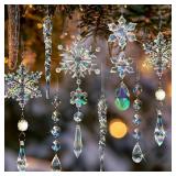 Christmas Tree Decorations Crystal Ornaments - 18pcs Iridescent Christmas Ornaments Acrylic Snowflakes Icicle Drop Crystal Hanging Ornaments for Xmas Tree Winter Holiday Frozen Party Decorations - Ret