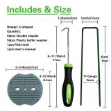 Bakulyor 50pcs Green Artificial Turf Stakes Staples + 50pcs Buffer Washer, 6 Inch 11 Gauge Landscape Staples, Galvanized Lawn Spikes, Heavy Duty Yard Ground Pin for Grass Weed Barrier Sod Fabric - Ret