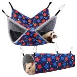 petonfun Ferret Rat Hammock Set Guinea Pig Hideout Bed, Soft Hamster Toys Hanging Tunnels and Tubes, Plush Small Animal Pet Chinchilla for Cage Accessories Hide, Play and Sleep,2 Pack, Blue Star - Ret