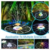 AISITIN 4W Solar Fountain with Lights Chargeable, Solar Water Pump Built-in 2200mAh Battery, 2025 Upgrade Glass Panel Solar Bird Bath Fountains for Garden, Bird Bath, Pool, Fish Tank and Aquarium