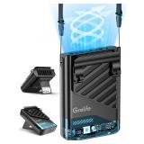 Grelife 2025 AI Portable Waist Fan Rechargeable with LED Display & 40H Runtime,5 Speed 10000RPM Cooling Personal Clip Fan,33ft/s Wind Speed Neck fan for Outdoor Work, Camping, Farm, Jobsite(Black) - R