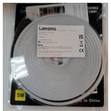 Lamomo LED Neon Rope Lights, 16.4ft/5m Warm White Light Strip 0.39in/Cut, 12V Flexible Waterproof Silicone Neon Sign for Kitchen Bedroom Indoor Outdoor Decorationï¼Power Adapter not Includedï¼