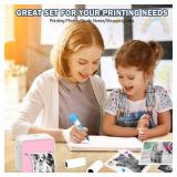 HUIJUTCHEN Mini Pocket Printer for iPhone/Android, Portable Mini Thermal Printer with 10 Rolls Non-Sticky Thermal Papers, Blue-Tooth Printers for Journal Memo Notes Photo Study, Pink - Retail: $23