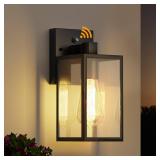 WIHTU Dusk to Dawn Outdoor Lighting Fixtures, Exterior Front Porch Light, Black Sensor Wall Sconce Lamp, Waterproof Wall Lantern, Anti Rust Outside Coach Lights for House, Doorway, Garage - Retail: $2