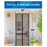 Flux Phenom Upgraded Magnetic Screen Door - Bugs Out, Breeze in - 9min Install Auto-Sealing Heavy Duty Double Stitched Mesh, 52 Magnets, Hands Free Patio Doors Net, Pet & Kid Friendly, 38 x 82 Inch - 