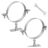 Mineye 2 Pcs 6 Inch Adjustable Vent Wall Strap, Heavy Duty Galvanized Steel Split Ring Pipe Hanger, B Vent Wall Bracket Pipe Bracket Pipe Clamp, Round Gas Vent Pipe Strap