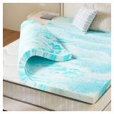 Mattress Topper Queen, 3 Inch Thick Memory Foam Gel Infused Cooling Toppers Pad for Queen Size Bed, Sleeper Sofa, RV, Camper, CertiPUR US Certified, Ventilated and Breathable, Blue - Retail: $55
