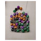 48 Pcs Halloween Glitter Balls Ornaments, 1.6 Inch Halloween Shatterproof Hanging Balls, Black Orange Purple Green Shiny Ball Tree Ornaments for Halloween Christmas Party Tree Decoration