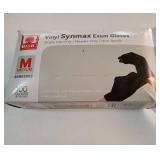 Basic Disposable Medical Synmax Vinyl Exam Gloves- 4 mil Safety Glove 100pcs - Latex-Free & Powder-Free - SGBE 8002, Medium (Black)