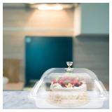 Acrylic Cake Stand with Dome Cover Clear Rectangular Dessert Appetizer Serving Dish Platter Buffet Food Tray for Restaurant Seafood Meats Cheeses Home Kitchen Party Decors
