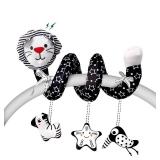 Spiral Car Seat Toys for Babies 0-6 Months, Black High Contrast Plush Hanging Baby Stroller Toys, Crib & Car Seat Sensory Activity for Newborn, Ages 0+ Years 6-12 Month Infants Boy Girl Gifts - Retail