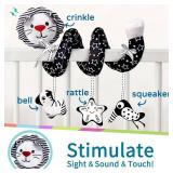 Spiral Car Seat Toys for Babies 0-6 Months, Black High Contrast Plush Hanging Baby Stroller Toys, Crib & Car Seat Sensory Activity for Newborn, Ages 0+ Years 6-12 Month Infants Boy Girl Gifts - Retail