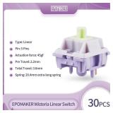 Wisteria 39gf Linear Mechanical Keyboard Switches, 5-Pin Pre Lubed Creamy Switch, 30 PCS, with POM PTFE Stem, 20.4mm Spring, Compatible with MX Keycaps for Gaming Keyboard