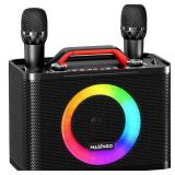 MASINGO New Karaoke Machine for Adults and Kids with 2 Wireless Microphones, Portable Bluetooth Singing Speaker, Colorful LED Lights, PA System, and TV Cable. Sonoro G5 (Black) - Retail: $57 MASINGO New Karaoke Machine for Adults and Kids with 2 Wireless Microphones, Portable Bluetooth Singing Speaker, Colorful LED Lights, PA System, and TV Cable. Sonoro G5 (Black) - Retail: $57