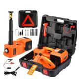 Electric Car Jack Kit 5 Ton 12V Floor Jack Portable Hydraulic Car Jack with Impact Wrench and Tire Inflator Pump for SUV Sedans Tire Change with LED Light, Lifting Height 6 to 17.7 Inch - Retail: $95 Electric Car Jack Kit 5 Ton 12V Floor Jack Portable Hydraulic Car Jack with Impact Wrench and Tire Inflator Pump for SUV Sedans Tire Change with LED Light, Lifting Height 6 to 17.7 Inch - Retail: $95