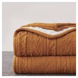 Longhui bedding Acrylic Cable Knit Sherpa Throw Blanket - Thick, Soft, Big, Cozy Burnt Orange Knitted Fleece Blankets for Couch, Sofa, Bed - Large 60 x 80 Inches Coverlet All Season - Retail: $30 Longhui bedding Acrylic Cable Knit Sherpa Throw Blanket - Thick, Soft, Big, Cozy Burnt Orange Knitted Fleece Blankets for Couch, Sofa, Bed - Large 60 x 80 Inches Coverlet All Season - Retail: $30