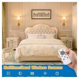 NIORSUN Battery Operated Wall Sconce Set of 2,Gold Rechargeable Wall Lights with 5200mAh Dimmable Bulbs and Remote,10 Colors Wireless Wall Lamps for Bedroom Living Room Hallway Decor - Retail: $70 NIORSUN Battery Operated Wall Sconce Set of 2,Gold Rechargeable Wall Lights with 5200mAh Dimmable Bulbs and Remote,10 Colors Wireless Wall Lamps for Bedroom Living Room Hallway Decor - Retail: $70