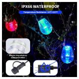 Outdoor String Lights 50FT, Outdoor Lights for Patio with 20 Dimmable RGBW LED Bulbs, IP66 Waterproof Shatterproof, with APP Control & Remote, 24V Adapter Color Change,for Backyard Decor - Retail: $41 Outdoor String Lights 50FT, Outdoor Lights for Patio with 20 Dimmable RGBW LED Bulbs, IP66 Waterproof Shatterproof, with APP Control & Remote, 24V Adapter Color Change,for Backyard Decor - Retail: $41