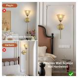 XIYOUVE 2 Pack Battery Operated Wall Sconce with Amber Glass Shades, Wireless Rechargeable RGB Wall Light with Remote Control, for Bedroom Mirror Living Room, ETL Listed - Retail: $75 XIYOUVE 2 Pack Battery Operated Wall Sconce with Amber Glass Shades, Wireless Rechargeable RGB Wall Light with Remote Control, for Bedroom Mirror Living Room, ETL Listed - Retail: $75