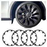 21 Inch Wheel Rim Protector for Tesla Model Y 2020-2024, 4PCS ABS Wheel Rim Guard Hubcap Cover Car Protection Tire, Tire Trim Rings for Curb Rash Prevention Model Y Accessories, Matte Black - Retail:  21 Inch Wheel Rim Protector for Tesla Model Y 2020-2024, 4PCS ABS Wheel Rim Guard Hubcap Cover Car Protection Tire, Tire Trim Rings for Curb Rash Prevention Model Y Accessories, Matte Black - Retail: