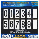 Pavement Stencils - 36 inch Number Stencil (Wide) Set (10 Pieces) - 0-9 - 36\" x 16\" x 1/16\" (63 mil) - Light-Duty - Retail: $295 Pavement Stencils - 36 inch Number Stencil (Wide) Set (10 Pieces) - 0-9 - 36\" x 16\" x 1/16\" (63 mil) - Light-Duty - Retail: $295