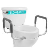 Vive Raised Toilet Seat Riser for Seniors (with Handles) - Handicap Rail Grab Bar Seat for Over Toilet - Elevated Safety for Elderly, Disabled, Medical - Elongated - Retail: $70 Vive Raised Toilet Seat Riser for Seniors (with Handles) - Handicap Rail Grab Bar Seat for Over Toilet - Elevated Safety for Elderly, Disabled, Medical - Elongated - Retail: $70