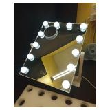 NUSVAN Vanity Makeup Mirror with Lights,3 Color Lighting Modes Detachable 10X Magnification Mirror Touch Control,360°Rotation, White (14.6Inch) - Retail: $50 NUSVAN Vanity Makeup Mirror with Lights,3 Color Lighting Modes Detachable 10X Magnification Mirror Touch Control,360°Rotation, White (14.6Inch) - Retail: $50