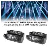 Frezon 2PCS 80W 8LED RGBW Spider Moving Head Stage Lighting Beam DMX Disco Party DJ Lighting for Disco, Dance Hall, Bar, KTV - Retail: $137 Frezon 2PCS 80W 8LED RGBW Spider Moving Head Stage Lighting Beam DMX Disco Party DJ Lighting for Disco, Dance Hall, Bar, KTV - Retail: $137
