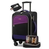 LOVEVOOK 4 Pcs Carry On Luggage 22x14x9 Airline Approved, 20 Inch Carry On Suitcases with Wheels, Softside Rolling Suitcase for Women Men, with TSA Lock Weekender Travel Luggage - Retail: $80 LOVEVOOK 4 Pcs Carry On Luggage 22x14x9 Airline Approved, 20 Inch Carry On Suitcases with Wheels, Softside Rolling Suitcase for Women Men, with TSA Lock Weekender Travel Luggage - Retail: $80