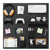 FZK Peg Board,25pcs PegBoard Wall Organizer,Includes 4 Black Pegboard and Accessories,Plastic PegBoard for Room,Office, Game Room,Kitchen and Bathroom - Retail: $40 FZK Peg Board,25pcs PegBoard Wall Organizer,Includes 4 Black Pegboard and Accessories,Plastic PegBoard for Room,Office, Game Room,Kitchen and Bathroom - Retail: $40