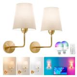 KINDEEP Wall Sconce Set of 2 Battery Operated, Rechargeable Wireless Dimmable Wall Light with RGB, Flash Mode, Remote Timer - Retail: $56 KINDEEP Wall Sconce Set of 2 Battery Operated, Rechargeable Wireless Dimmable Wall Light with RGB, Flash Mode, Remote Timer - Retail: $56