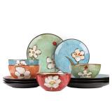 Soyestan Plates and Bowls Sets,12 Pieces Kiln Changed Glaze Ceramic Dinnerware Set,Dishes Set for 4,Highly Chip and Crack Resistant Modern Plate Set,Dishwasher & Microwave Safe (4 colors) - Retail: $7 Soyestan Plates and Bowls Sets,12 Pieces Kiln Changed Glaze Ceramic Dinnerware Set,Dishes Set for 4,Highly Chip and Crack Resistant Modern Plate Set,Dishwasher & Microwave Safe (4 colors) - Retail: $7