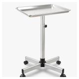 Salon Tray on Wheels, Hair Color Tray Salon Service Rolling Cart with Adjustable Height, Metal Tattoo Trolley Tray for Spa&Home Use, Silver - Retail: $44 Salon Tray on Wheels, Hair Color Tray Salon Service Rolling Cart with Adjustable Height, Metal Tattoo Trolley Tray for Spa&Home Use, Silver - Retail: $44