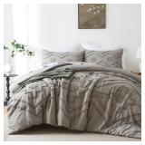Oli Anderson Boho Tufted Comforter Set King Size, 3 Pcs Soft Jacquard Bedding Set for All Seasons, Shabby Chic Farmhouse Bedding Set with Comforters for All Seasons (Grey, King) - Retail: $59 Oli Anderson Boho Tufted Comforter Set King Size, 3 Pcs Soft Jacquard Bedding Set for All Seasons, Shabby Chic Farmhouse Bedding Set with Comforters for All Seasons (Grey, King) - Retail: $59