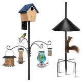 Bird Feeder Pole - 93 Inch Heavy Duty Birdhouse Pole with Squirrel Proof Baffle and 4 Hooks, Adjustable Wild Bird Feeding Station Hanging Pole for Outdoors, Yard, Garden Decor, Black - Retail: $39 Bird Feeder Pole - 93 Inch Heavy Duty Birdhouse Pole with Squirrel Proof Baffle and 4 Hooks, Adjustable Wild Bird Feeding Station Hanging Pole for Outdoors, Yard, Garden Decor, Black - Retail: $39