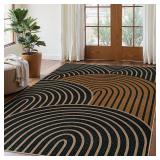 Lahome Modern Rainbow Easy Jute Carpet, Washable Rugs 5x7 for Living Room Black Farmhouse Dining Room Rug, Contemporary Natural Throw Mat Non Slip Floor Carpet for Office RV Patio - Retail: $81 Lahome Modern Rainbow Easy Jute Carpet, Washable Rugs 5x7 for Living Room Black Farmhouse Dining Room Rug, Contemporary Natural Throw Mat Non Slip Floor Carpet for Office RV Patio - Retail: $81