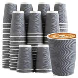Clawsoff Coffee Cups 12 oz 120 Pack, Corrugated Insulated Ripple Wall Disposable Paper Coffee Cups 12oz, To Go for Hot Beverage or Cold Drinks Office/Home/Cafe/Party/Travel (Gray) - Retail: $28 Clawsoff Coffee Cups 12 oz 120 Pack, Corrugated Insulated Ripple Wall Disposable Paper Coffee Cups 12oz, To Go for Hot Beverage or Cold Drinks Office/Home/Cafe/Party/Travel (Gray) - Retail: $28